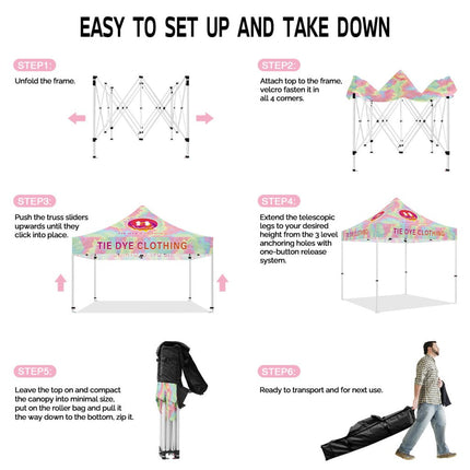 Custom 10x10 Canopy Tent with Company Logo for Tie - Dye Clothing - ablem8canopy