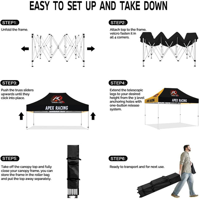 Custom 10x15 Canopy + Back Wall + 2 Half Side Walls - ablem8canopy