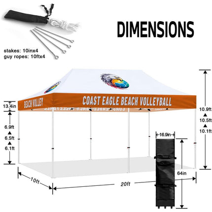Custom 10x20 Canopy + Back Wall + 2 Half Side Walls - ablem8canopy