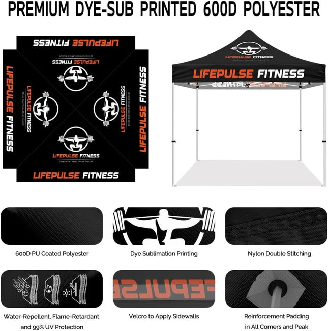 Fitness Tent - LIFEPULSE FITNESS 10 x 10 Canopy Tent with Side Walls - ablem8canopy