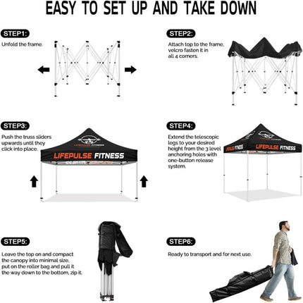 Fitness Tent - LIFEPULSE FITNESS 10 x 10 Canopy Tent with Side Walls - ablem8canopy
