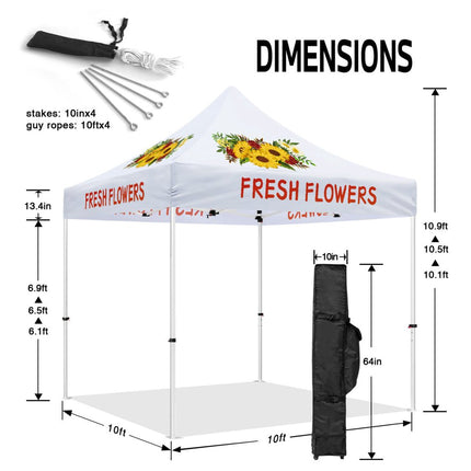 Flowering Tent - Fresh Flowers 10x10 Pop Up Canopy Tent - ablem8canopy