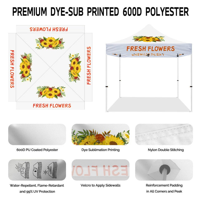 Flowering Tent - Fresh Flowers 10x10 Pop Up Canopy Tent - ablem8canopy