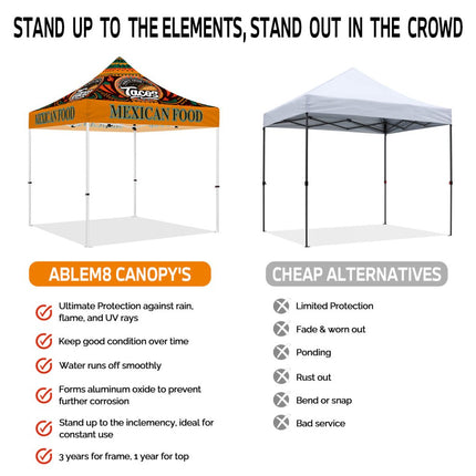 Food Canopy Tent - 10x10 Canopies Pop Up Tents for for Mexican Food Vendors Serving Tacos - ablem8canopy