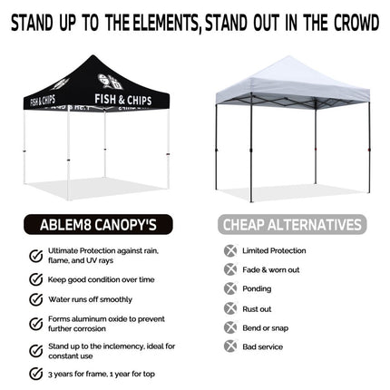 Food Tent Covers - Fish & Chips 10x10 Pop Up Canopy Tent - ablem8canopy