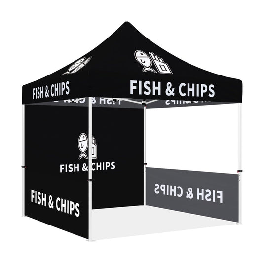Food Tent Covers - Fish & Chips 10x10 Pop Up Canopy Tent - ablem8canopy