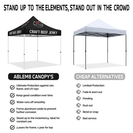 Food Tents - Craft Beef Jerky 10x10 Pop Up Black Canopy Tent - ablem8canopy