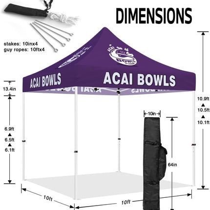 Food Tents for Sale - 10x10 Pop Up Canopy Tents for Acai Bowls Smoothies Food Vendors - ablem8canopy