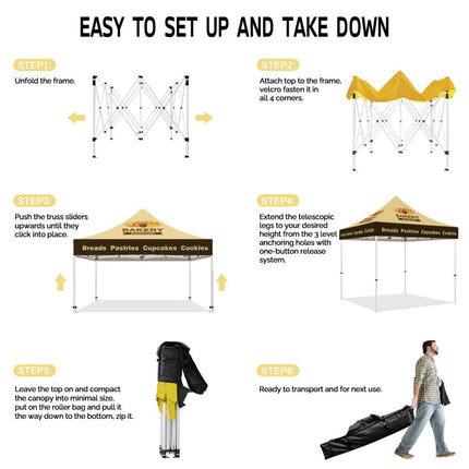 Food Vendor Tent - Bakery 10x10 Pop Up Canopy Tent - ablem8canopy