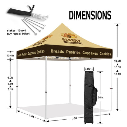 Food Vendor Tent - Bakery 10x10 Pop Up Canopy Tent - ablem8canopy