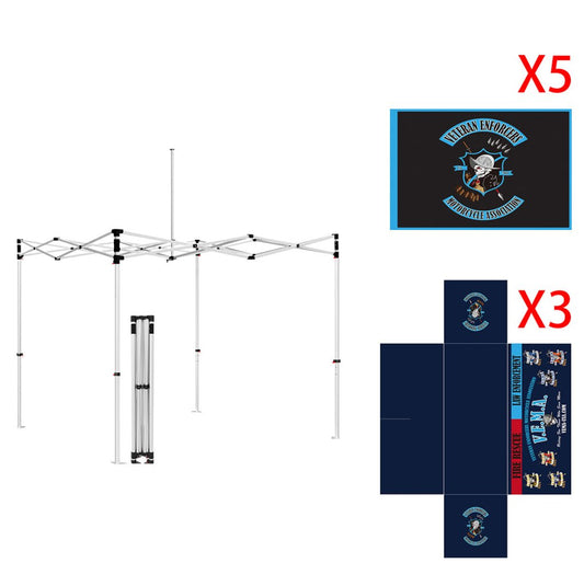 Frame, 5pc Double Sided Flags and 3pc Fitted Tablecovers - ablem8canopy
