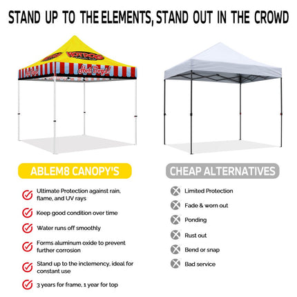 Hotdog Tent - 10x10 Themed Pop Up Tents & Outdoor Canopies for Hot Dogs Food Vendors - ablem8canopy