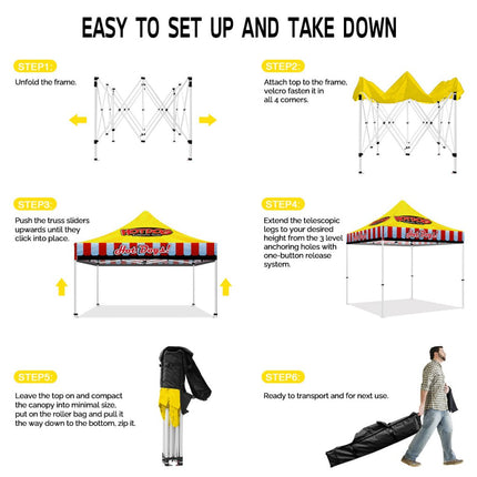 Hotdog Tent - 10x10 Themed Pop Up Tents & Outdoor Canopies for Hot Dogs Food Vendors - ablem8canopy