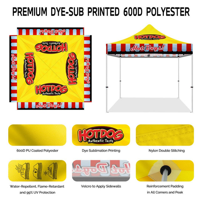 Hotdog Tent - 10x10 Themed Pop Up Tents & Outdoor Canopies for Hot Dogs Food Vendors - ablem8canopy