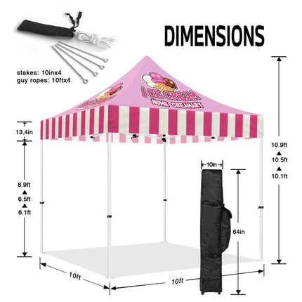 Ice Cream Tent - ABLEM8CANOPY Ice Cream 10x10 Personalized Canopy Tents for Sale - ablem8canopy