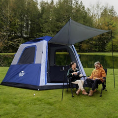 Inflatable Tent for Camping, 8.2x8.2FT Large 4 - 6 Person Blow up Tent with 2 Doors and 4 Screen Mesh Panels, Footprint Included(Sapphire & Light Gray) - ablem8canopy