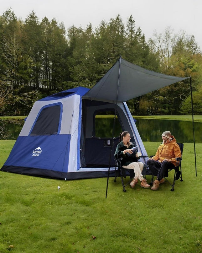 Inflatable Tent for Camping, 8.2x8.2FT Large 4 - 6 Person Blow up Tent with 2 Doors and 4 Screen Mesh Panels, Footprint Included(Sapphire & Light Gray) - ablem8canopy