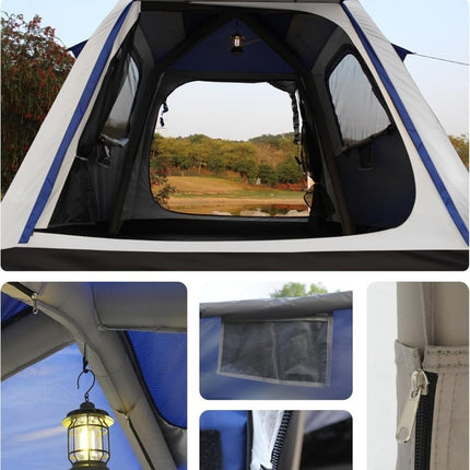 Inflatable Tent for Camping, 8.2x8.2FT Large 4 - 6 Person Blow up Tent with 2 Doors and 4 Screen Mesh Panels, Footprint Included(Sapphire & Light Gray) - ablem8canopy