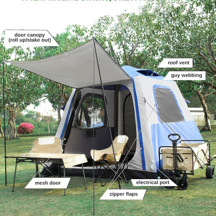 Inflatable Tent for Camping, 8.2x8.2FT Large 4 - 6 Person Blow up Tent with 2 Doors and 4 Screen Mesh Panels, Footprint Included(Sapphire & Light Gray) - ablem8canopy