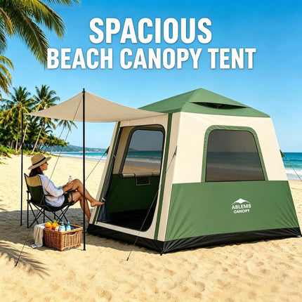 Inflatable Tents for Camping, Blow Up Tent House, Easy Setup Air Tent with Awning, Waterproof Glamping Tents for Camping Adult 4 Person (Green) - ablem8canopy