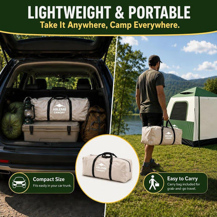 Inflatable Tents for Camping, Blow Up Tent House, Easy Setup Air Tent with Awning, Waterproof Glamping Tents for Camping Adult 4 Person (Green) - ablem8canopy