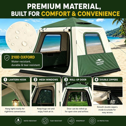 Inflatable Tents for Camping, Blow Up Tent House, Easy Setup Air Tent with Awning, Waterproof Glamping Tents for Camping Adult 4 Person (Green) - ablem8canopy