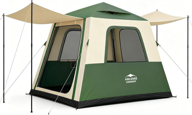 Inflatable Tents for Camping, Blow Up Tent House, Easy Setup Air Tent with Awning, Waterproof Glamping Tents for Camping Adult 4 Person (Green) - ablem8canopy