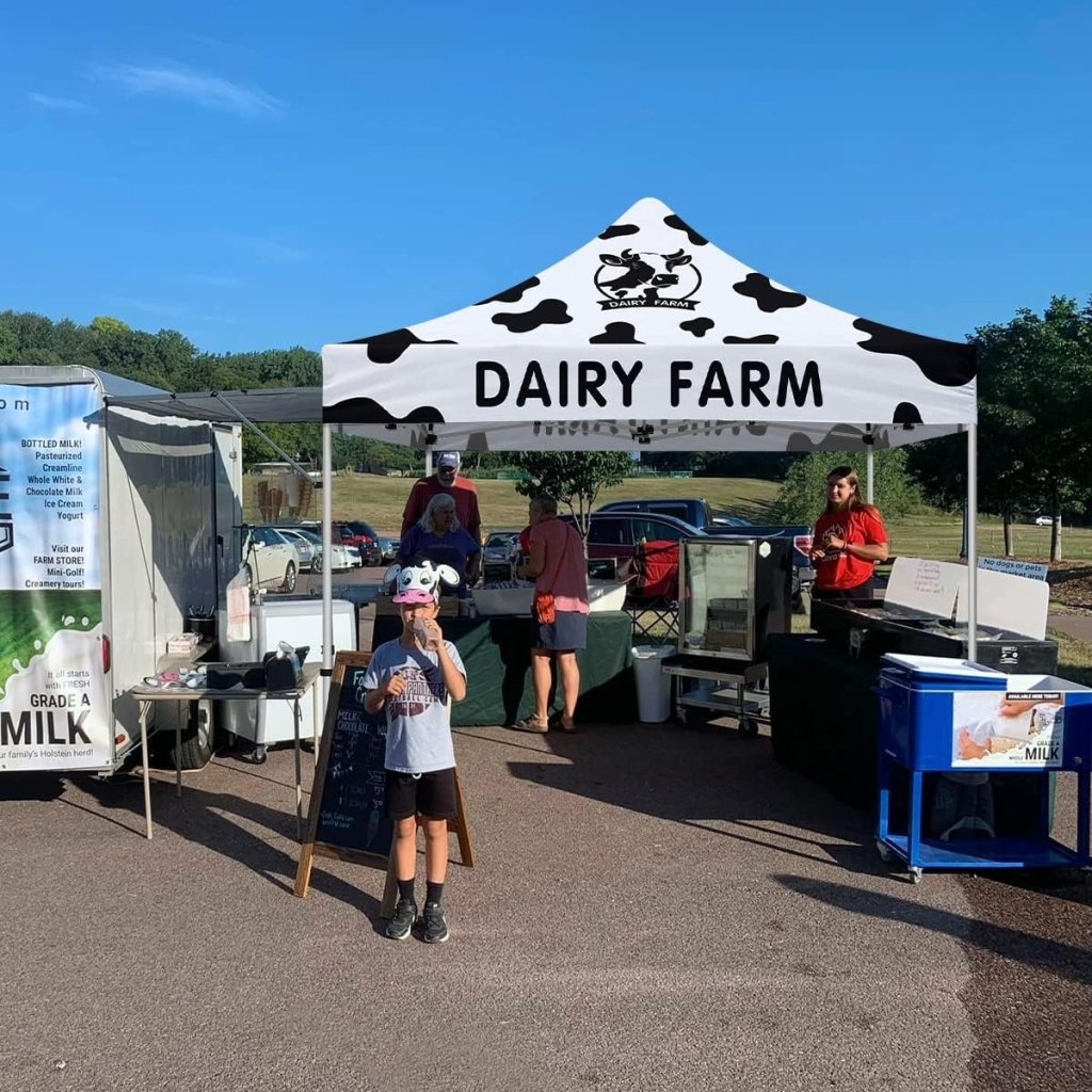 milk tent Milk Tent 10x10 Themed Pop Up Canopy Tent-ablem8canopy 1 full and 2 half walls