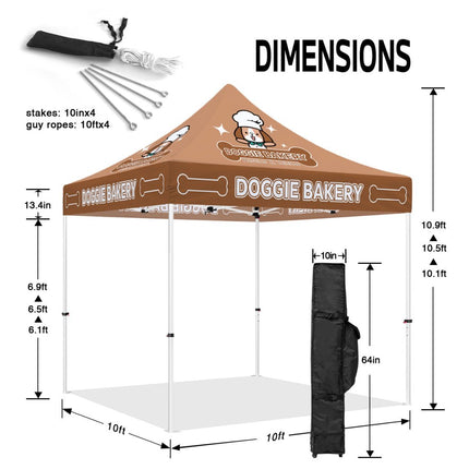 Pet Shop Tent - Doggie Bakery 10x10 Pop Up Canopy Tent - ablem8canopy
