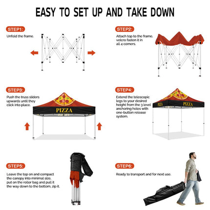 Pizza Tent - ABLEM8CANOPY Pizza Themed Heavy Duty Canopy Tent for Food Vendors - ablem8canopy