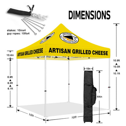 Pop Up Food Tent - Artisan Grilled Cheese 10x10 Canopy Tent With Sides - ablem8canopy