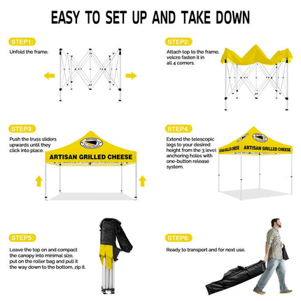 Pop Up Food Tent - Artisan Grilled Cheese 10x10 Canopy Tent With Sides - ablem8canopy