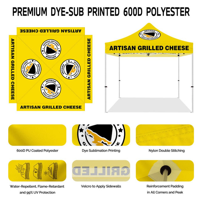 Pop Up Food Tent - Artisan Grilled Cheese 10x10 Canopy Tent With Sides - ablem8canopy