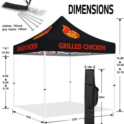 Vendor Tent 10x10 - ABLEM8CANOPY Grilled Chicken 10x10 Pop Up Canopy Tent - ablem8canopy