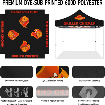 Vendor Tent 10x10 - ABLEM8CANOPY Grilled Chicken 10x10 Pop Up Canopy Tent - ablem8canopy