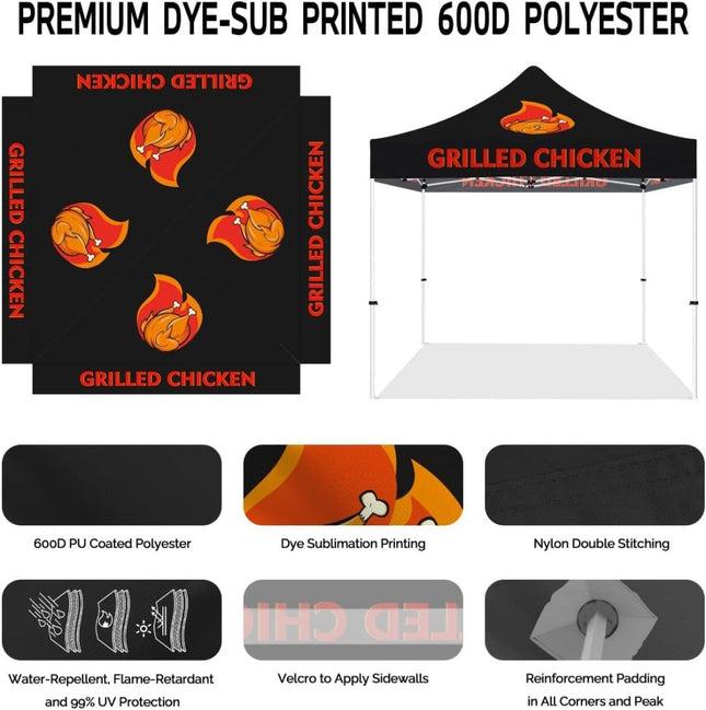Vendor Tent 10x10 - ABLEM8CANOPY Grilled Chicken 10x10 Pop Up Canopy Tent - ablem8canopy