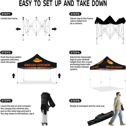 Vendor Tent 10x10 - ABLEM8CANOPY Grilled Chicken 10x10 Pop Up Canopy Tent - ablem8canopy