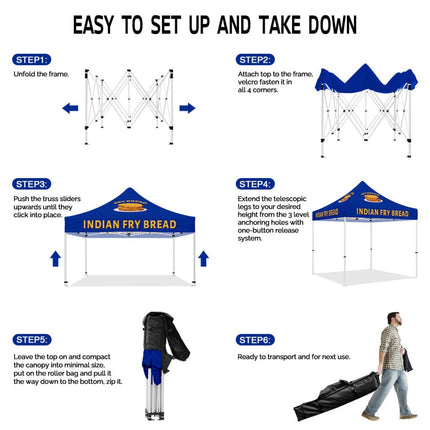 Vendor Tent with Sides - ABLEM8CANOPY Indian Fry Bread 10x10 Vendor Pop Up Tent - ablem8canopy
