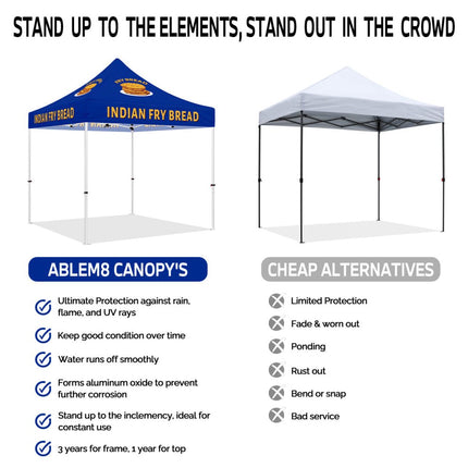 Vendor Tent with Sides - ABLEM8CANOPY Indian Fry Bread 10x10 Vendor Pop Up Tent - ablem8canopy