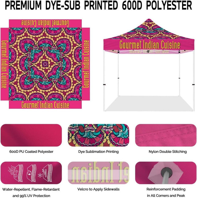 Vendor Tents - ABLEM8CANOPY Gourmet Indian Cuisine 10x10 Canopies Pop Up Tent - ablem8canopy